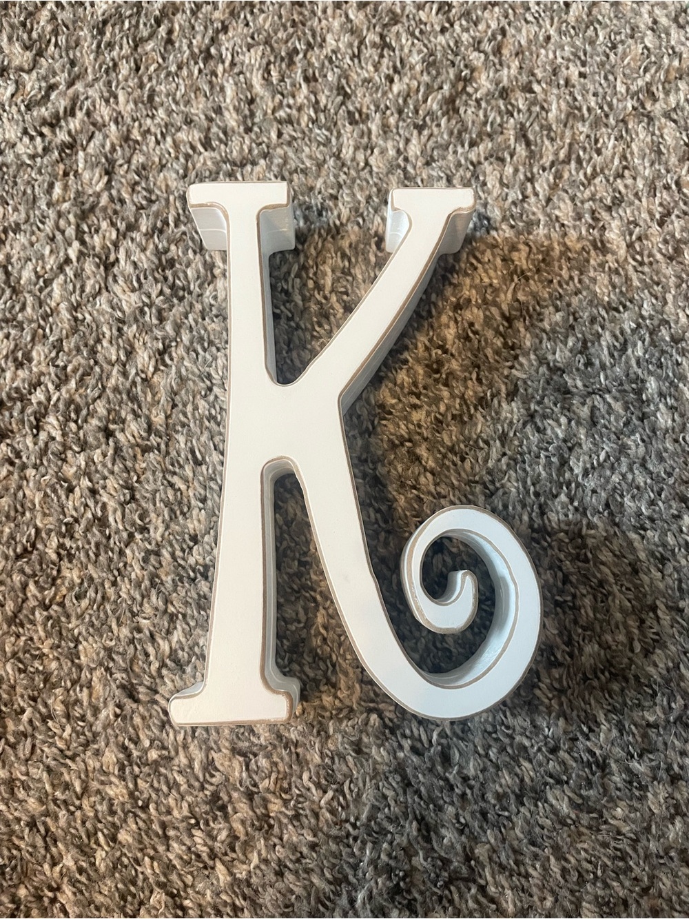 Decorative White Letter 'K' Wall Accent